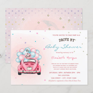 Auto Ballons Sterne Drive By Baby Shower Einladung