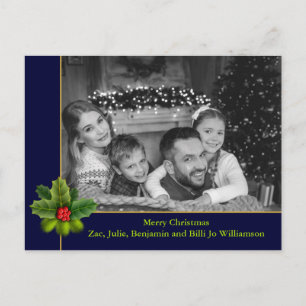 Auto Black and White Photo With Holly Frame Photo Postkarte