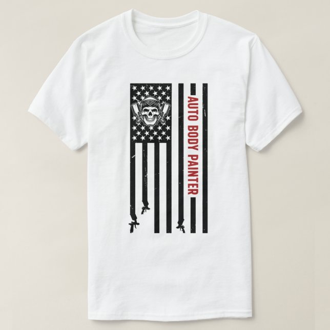 Auto Body Painter US Flag Automotive Painter T-Shirt (Design vorne)