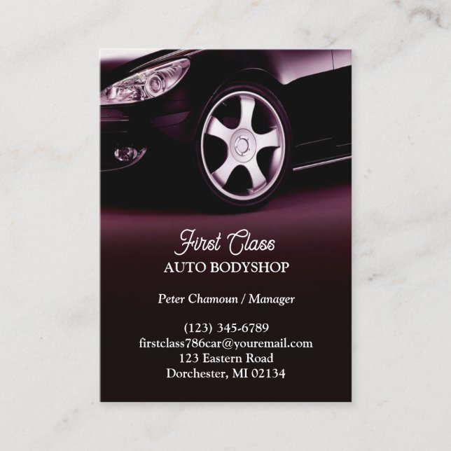 Auto Body Shop Chubby Business Card Visitenkarte (Vorderseite)