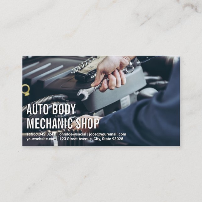 Auto Body Shop | Mechanische Arbeiten Visitenkarte (Vorderseite)