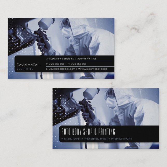 Auto Body Shop & Painting | Paint Sprayer Visitenkarte (Vorne/Hinten)