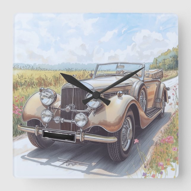 AUTO CAR DESIGN QUADRATISCHE WANDUHR (Vorderseite)