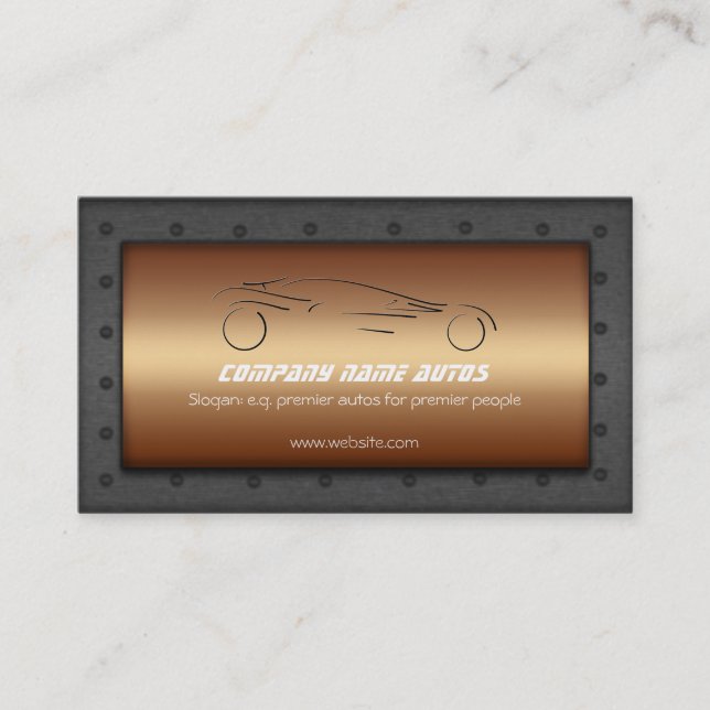 Auto Car on Brushed Copper - Sportscar-Vorlage Visitenkarte (Vorderseite)