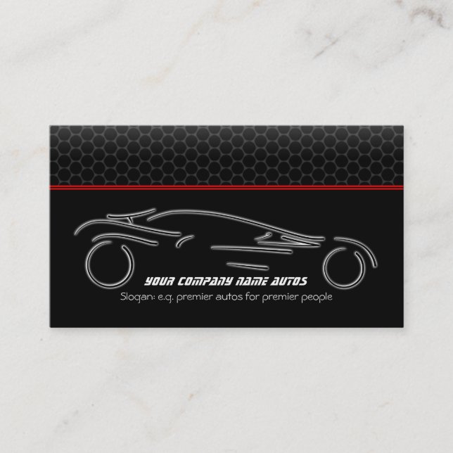 Auto Car on Metallic - Red line Sportscar Template Visitenkarte (Vorderseite)