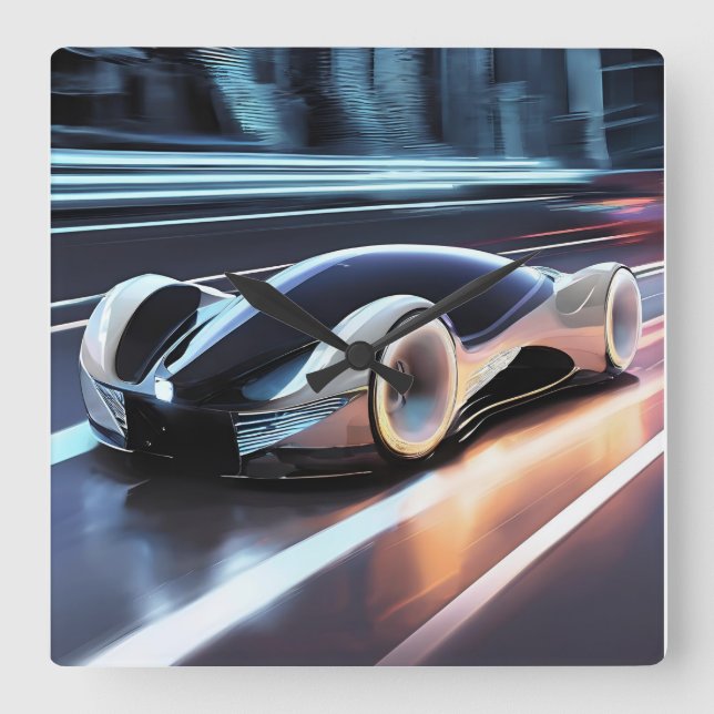 AUTO CAR QUADRATISCHE WANDUHR (Vorderseite)