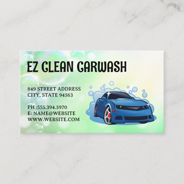 Auto Car Wash Services Business Card Visitenkarte (Vorderseite)