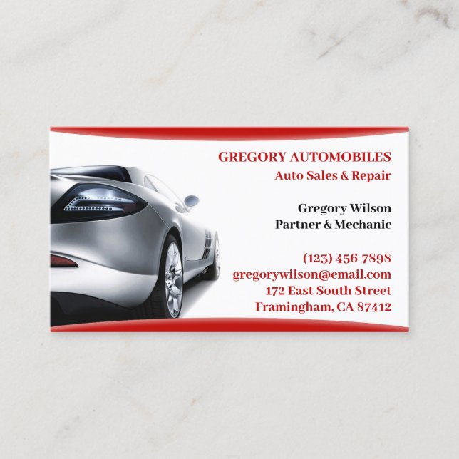 Auto Cars Business Card Visitenkarte (Vorderseite)