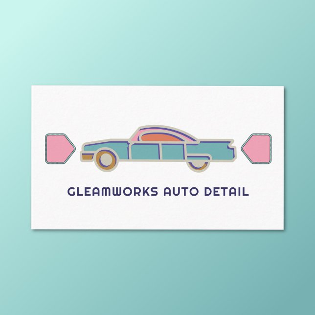Auto Detail Car Wash Valeting Retro Cool Visitenkarte (Retro cool auto detail business card)