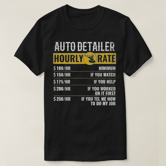 Auto Detailer Stundensatz, Auto mit Einzelheiten T-Shirt (Design vorne)