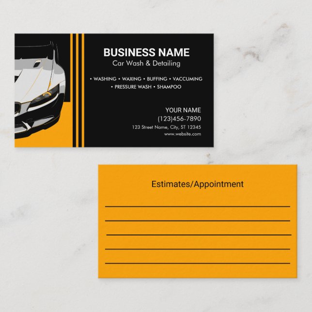 Auto-Detailing-Autowaschen Termin Karte (Vorne/Hinten)
