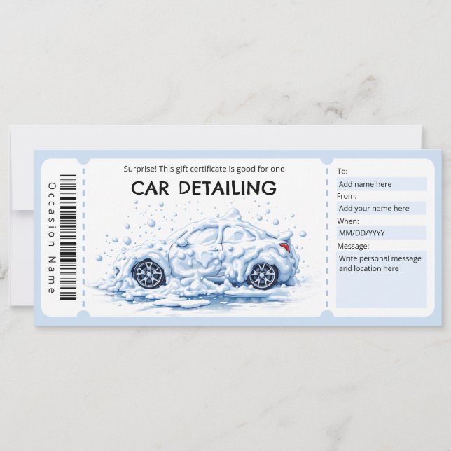 Auto-Detailing-Geschenkgutschein Einladung (Vorderseite)