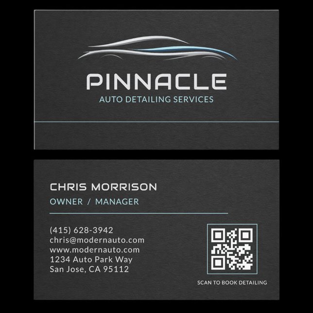 Auto Detailing Services QR Code Professional Visitenkarte (Von Creator hochgeladen)