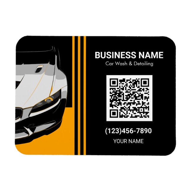 Auto-Detailing- und Autowasch-QR-Code Magnet (Horizontal)