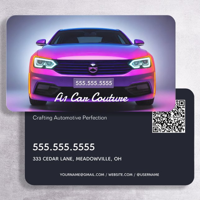 🔝 Auto Detaillierer benutzerdefinierte QR Visitenkarte (Auto Detailer Custom QR Business Cards)