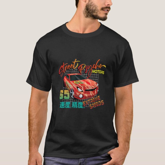 Auto Fanatic Red Lightning 64 Street Psycho Motors T-Shirt (Vorderseite)