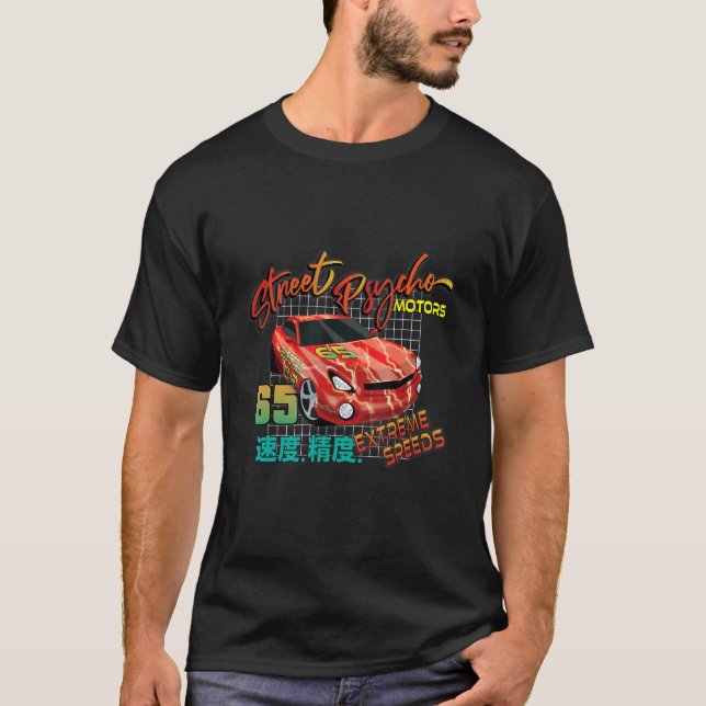 Auto Fanatic Red Lightning 64 Street Psycho Motors T-Shirt (Vorderseite)