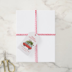 Auto-Feiertag Aquarell der frohsten Weihnachten Geschenkanhänger
