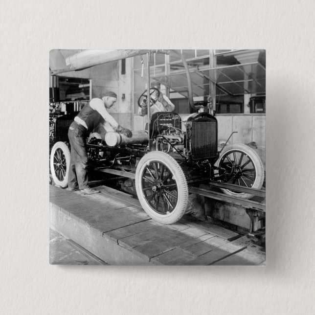 Auto-Fließband, Zwanzigerjahre Button (Vorderseite)