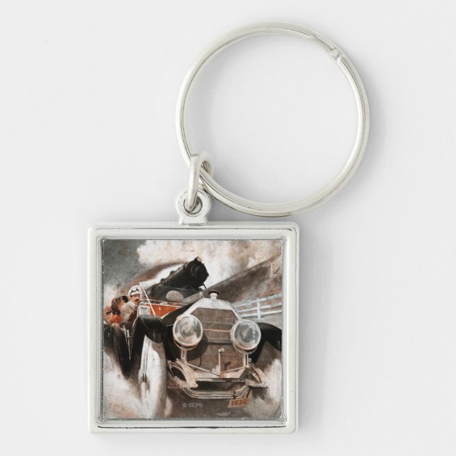 Auto gegen Zug von William Harnden Foster Schlüsselanhänger (Vorne)