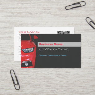 Auto-Geschäft, rotes Sportauto, QR-Code generieren Visitenkarte