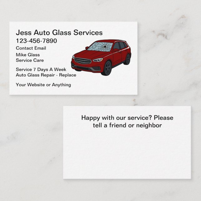 Auto Glass Repair Replace Service Visitenkarte (Vorne/Hinten)