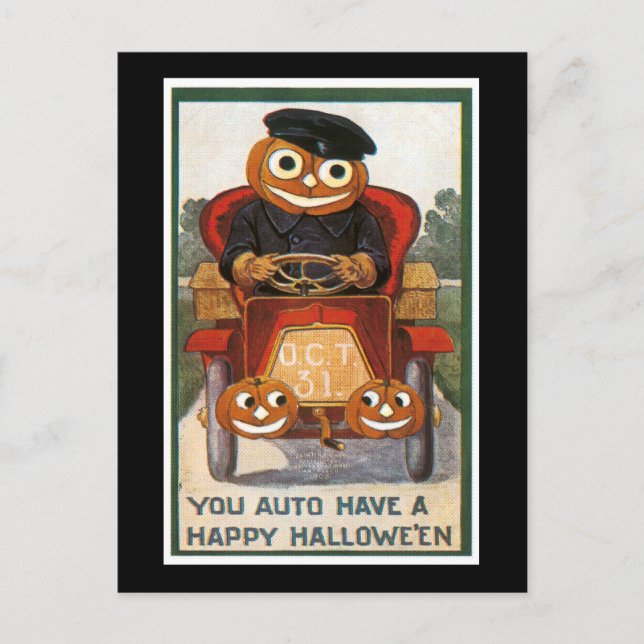 Auto hat ein glückliches Halloween Postkarte (Vorderseite)
