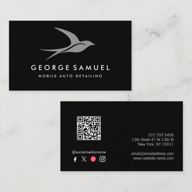Auto im Detail | Auto Repair Shop Flying Bird-Logo Visitenkarte (Vorne/Hinten)