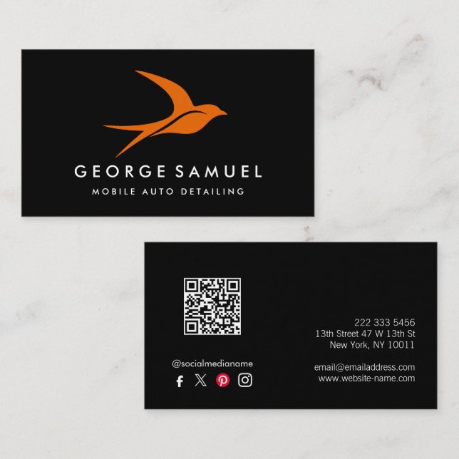 Auto im Detail | Auto Repair Shop Flying Bird-Logo Visitenkarte (Vorne/Hinten)