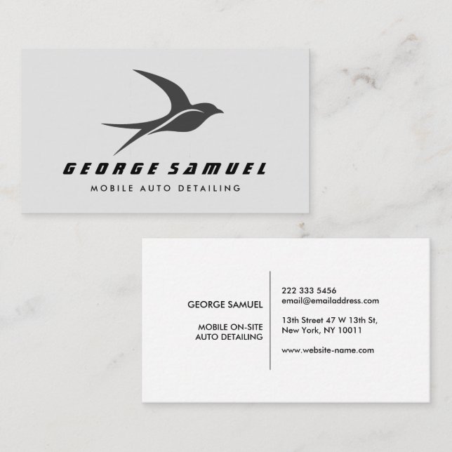 Auto im Detail | Auto Repair Shop Flying Bird-Logo Visitenkarte (Vorne/Hinten)