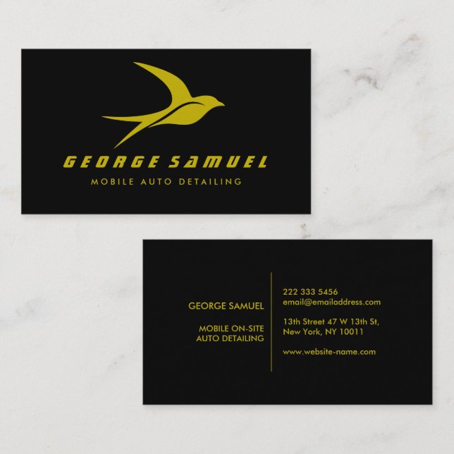 Auto im Detail | Auto Repair Shop Flying Bird-Logo Visitenkarte (Vorne/Hinten)