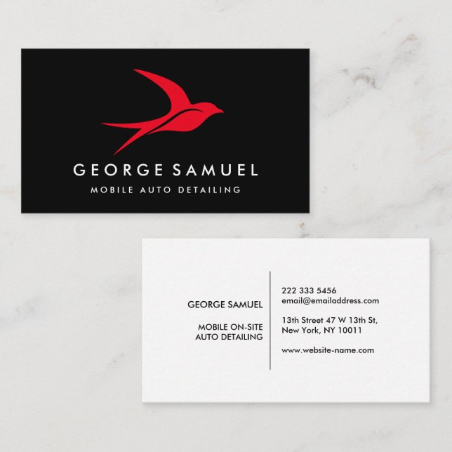 Auto im Detail | Auto Repair Shop Flying Bird-Logo Visitenkarte (Vorne/Hinten)