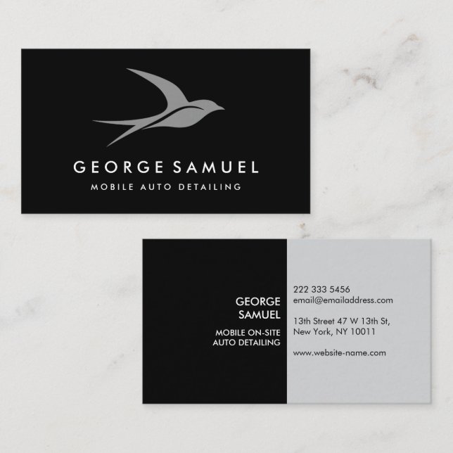 Auto im Detail | Auto Repair Shop Flying Bird-Logo Visitenkarte (Vorne/Hinten)