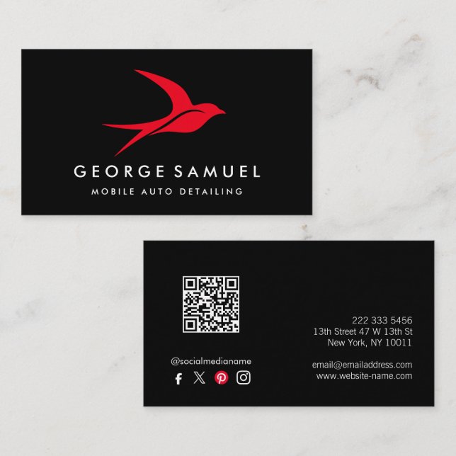 Auto im Detail | Auto Repair Shop Flying Bird-Logo Visitenkarte (Vorne/Hinten)