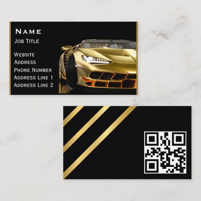Auto im Detail Automotive Modernes Black & Gold Ca Visitenkarte (Vorne/Hinten)