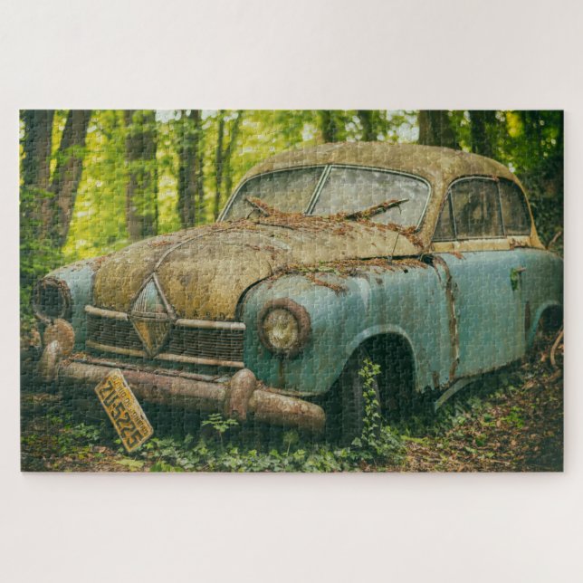 Auto im Waldpuzzle Puzzle (Horizontal)