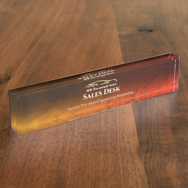 Auto in Eigenbesitz, Logo für Luxusgold-Sportwagen Namensplakette (Seite)