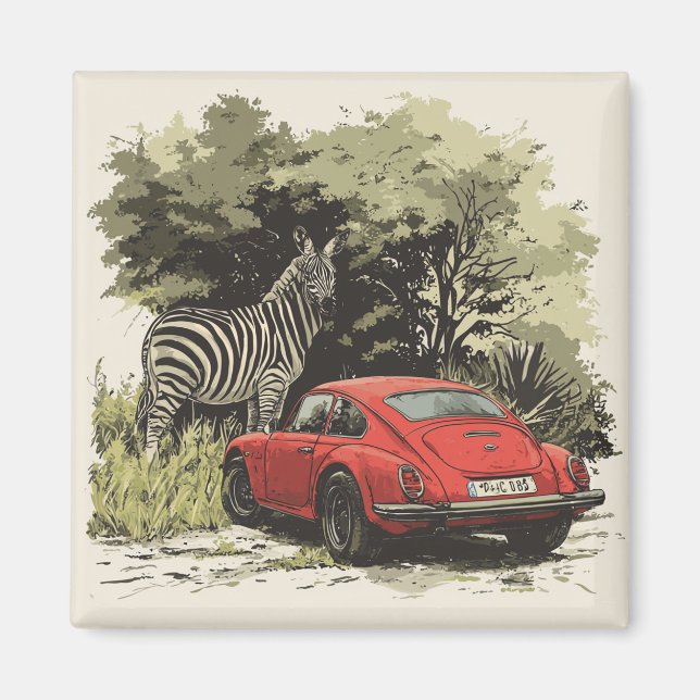 Auto in freier Wildbahn Magnet (Vorne)