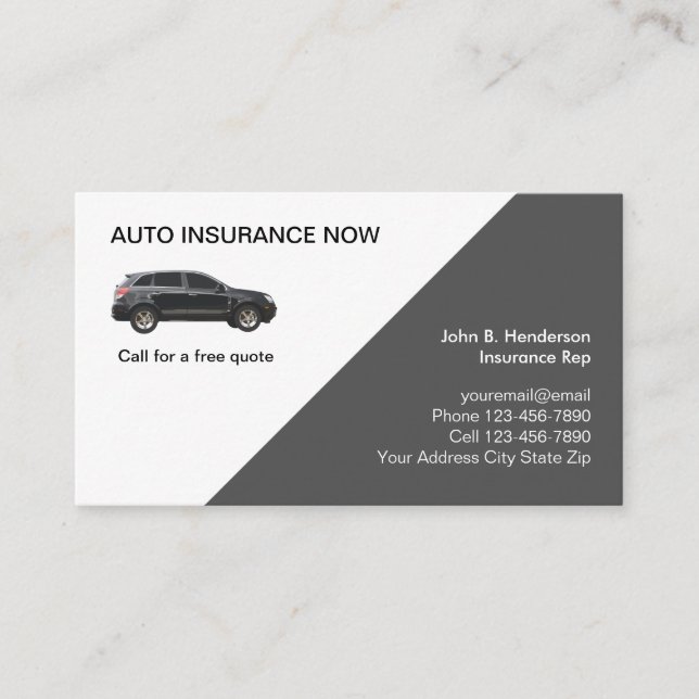Auto Insurance Business Cards Visitenkarte (Vorderseite)