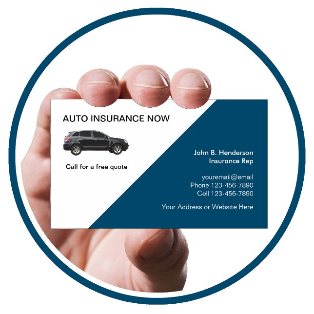 Auto Insurance Modern Business Card Design Visitenkarte (Von Creator hochgeladen)