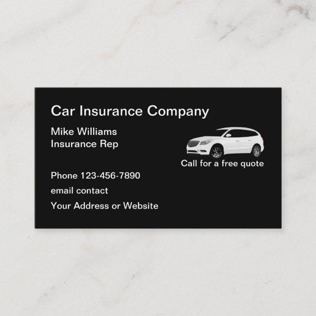 Auto Insurance Services RepBusiness Card-Vorlage Visitenkarte (Vorderseite)