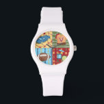 Auto, Jersey, Fußball und Trommelkit Armbanduhr<br><div class="desc">Was haben ein Auto,  Fußball,  Jersey und ein Drum Kit alle gemeinsam? Sie erscheinen alle in diesem großartigen Druck von Megan Meagher. Das wäre ein phantastisches Geschenk für ein Kind oder einen Erwachsenen,  der noch ein Kind im Herzen ist. Bestellen Sie noch heute ein Exemplar!</div>