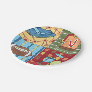 Auto, Jersey, Fußball und Trommelkit Pappteller