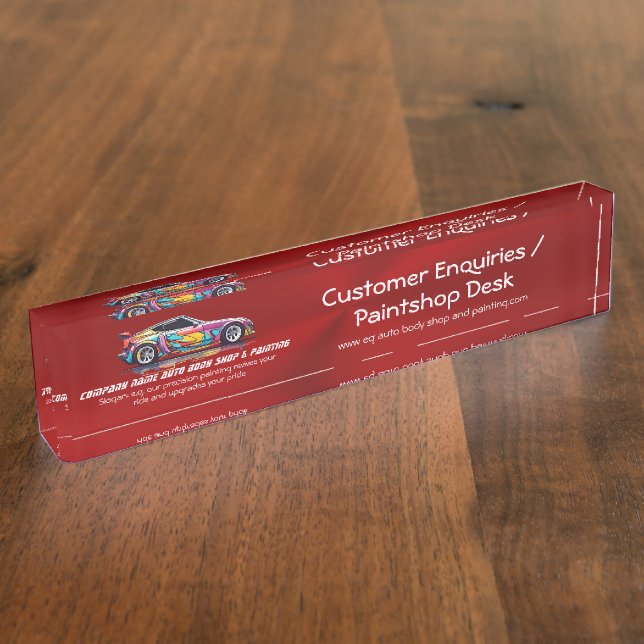 Auto-Karosserie und Präzisionslackierung Namensplakette (Seite)