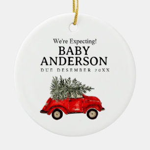 Auto-Kieferbaum Wir erwarten Eltern Weihnachtsbaum Keramik Ornament