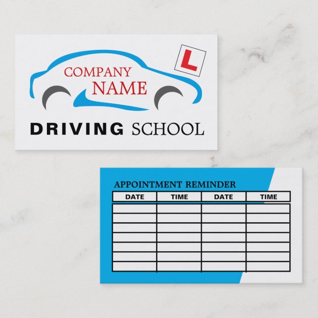 Auto-Logo, Führerschule/Lehrer-Ernennung Visitenkarte (Vorne/Hinten)