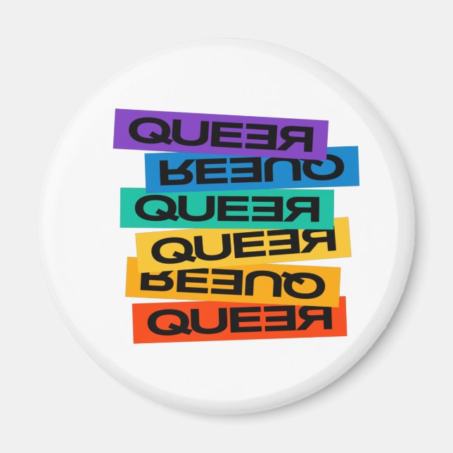 Auto Magnet. LGBT+Stolz. Que. Button Magnet (Vorne)
