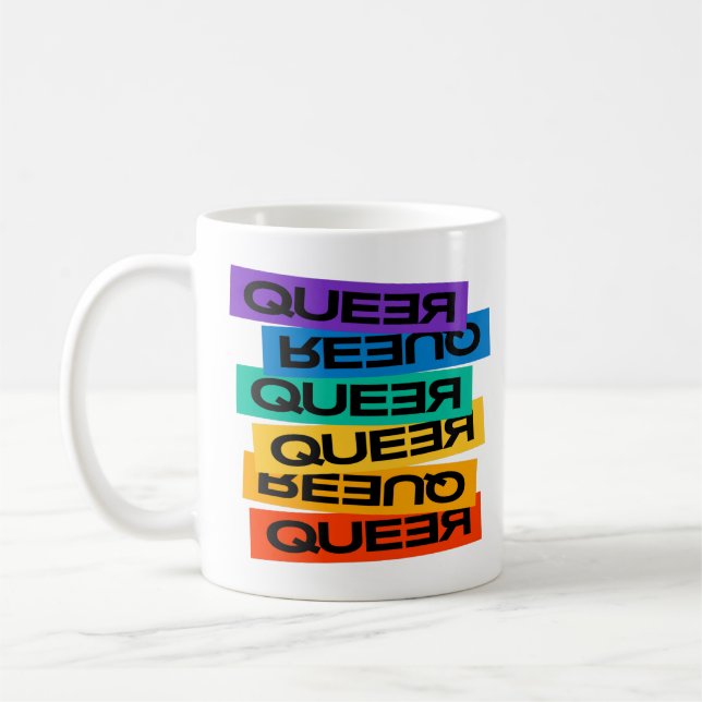Auto Magnet. LGBT+Stolz. Que. Kaffeetasse (Links)