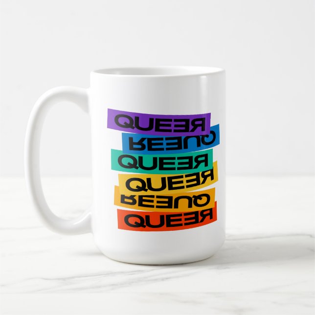 Auto Magnet. LGBT+Stolz. Que. Kaffeetasse (Links)