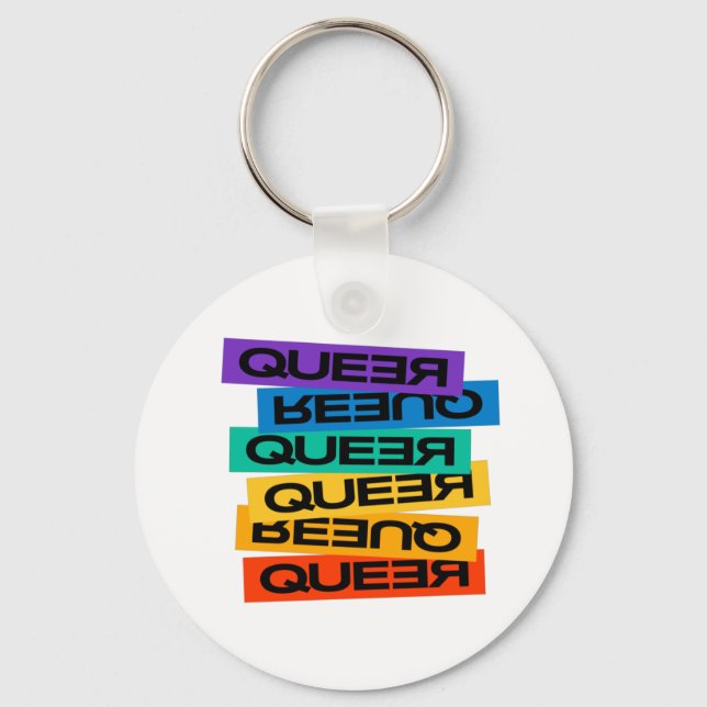 Auto Magnet. LGBT+Stolz. Que. Schlüsselanhänger (Vorderseite)